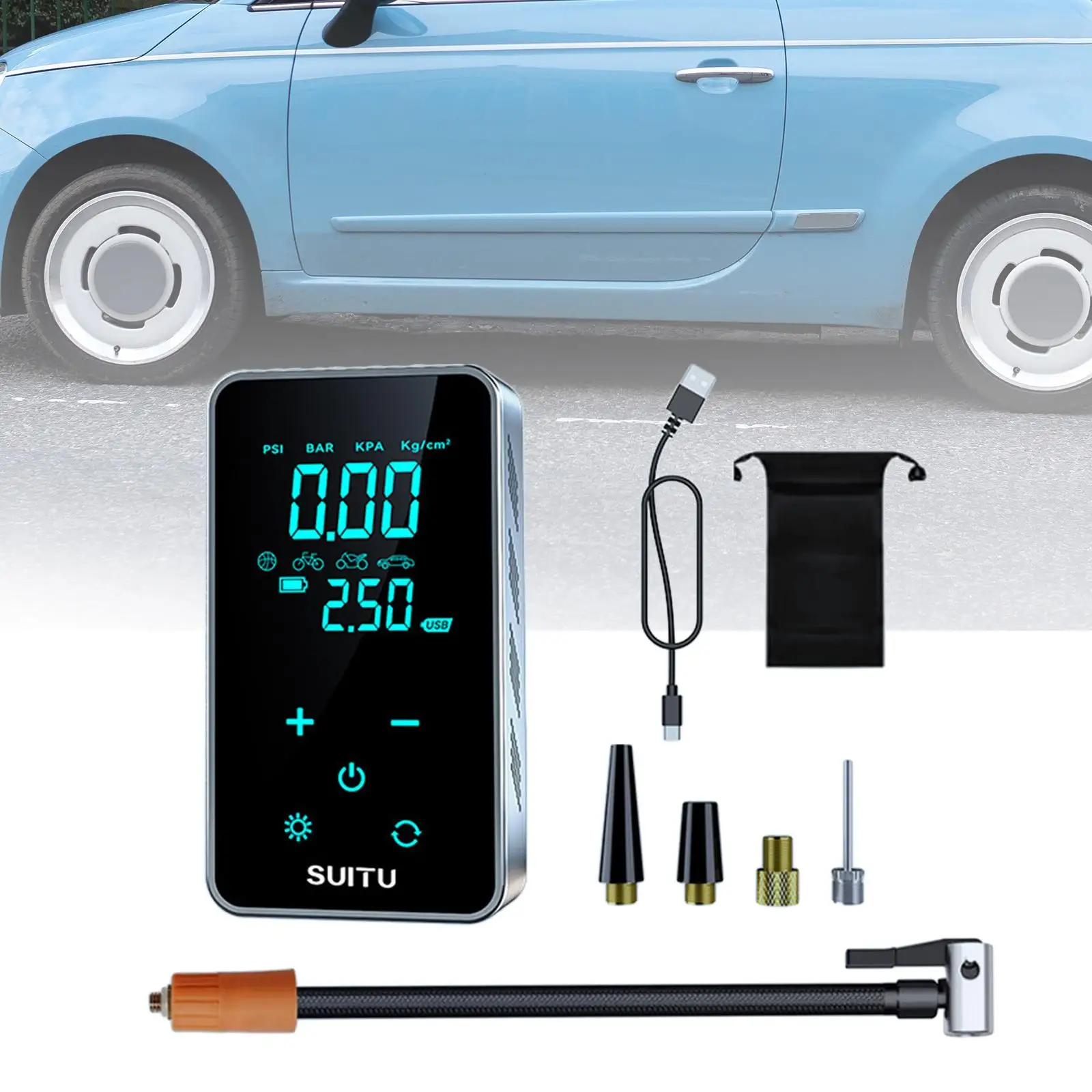 Tire Pumps Charging Stop Car LED Illumination Digital Display Tire Inflator