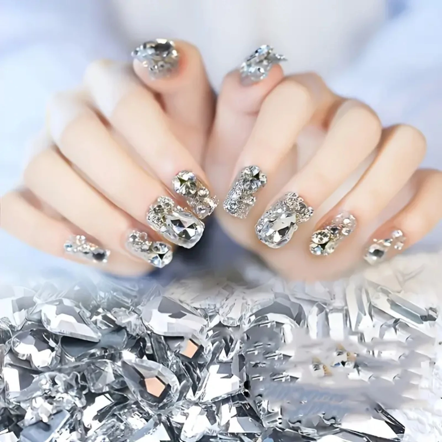 

100-Piece Set of Flat Bottomed Irregular Rhinestones, Trendy DIY Nail Art Decals for Stunning Nail Decorations | DIY Nail Art De