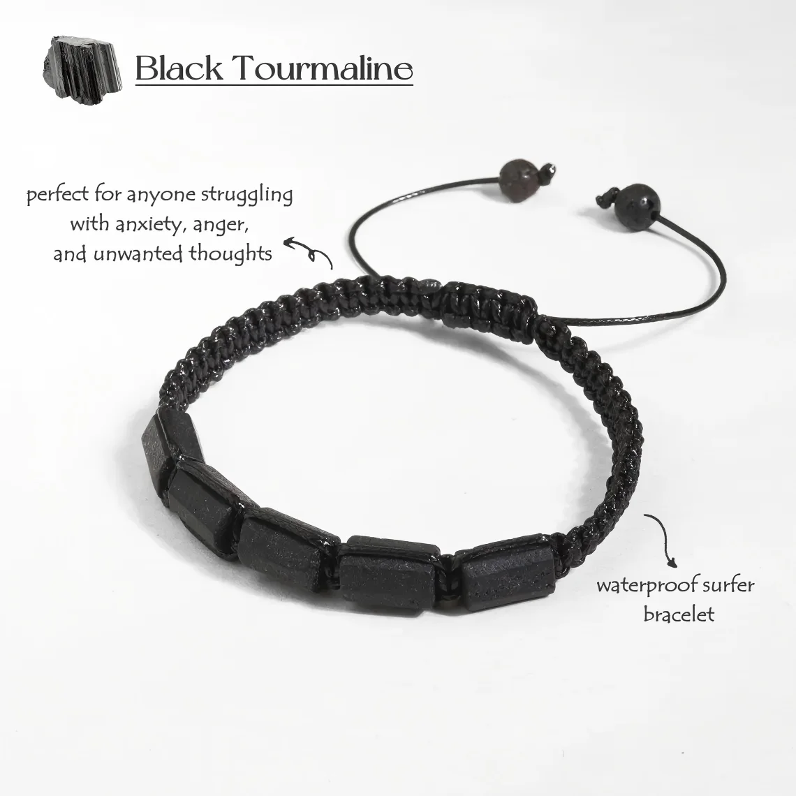 Schwarzes Turmalin-Armband Naturstein-Schmuck Personalisierte Armreifen Paar-Armbänder Herren-Armbänder Damen-Handaccessoires – Detail 14