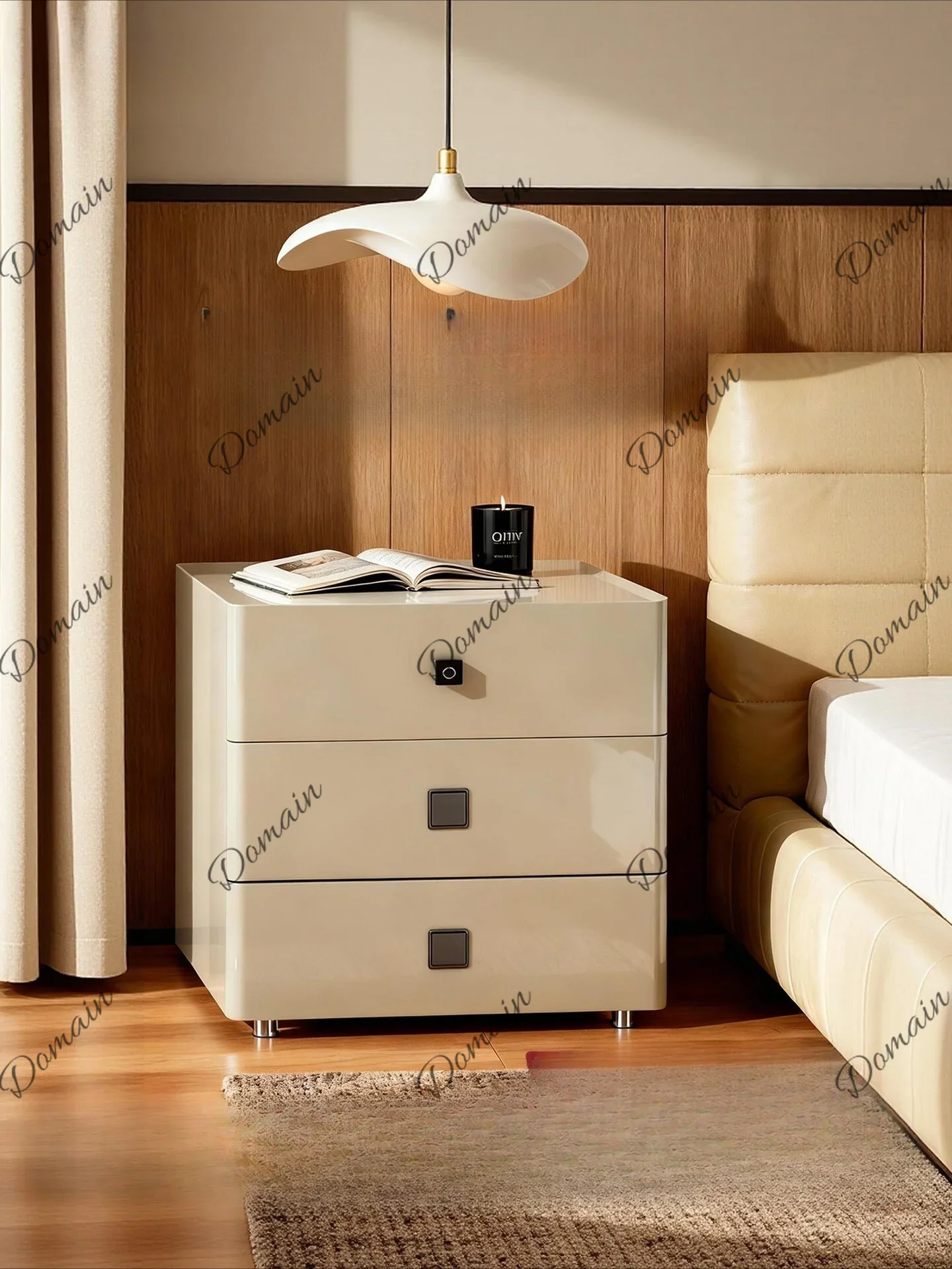 BJ Smart Nightstand With Wireless Charger, USB Ports, Digital Lock, Italian Gray, 2024 New