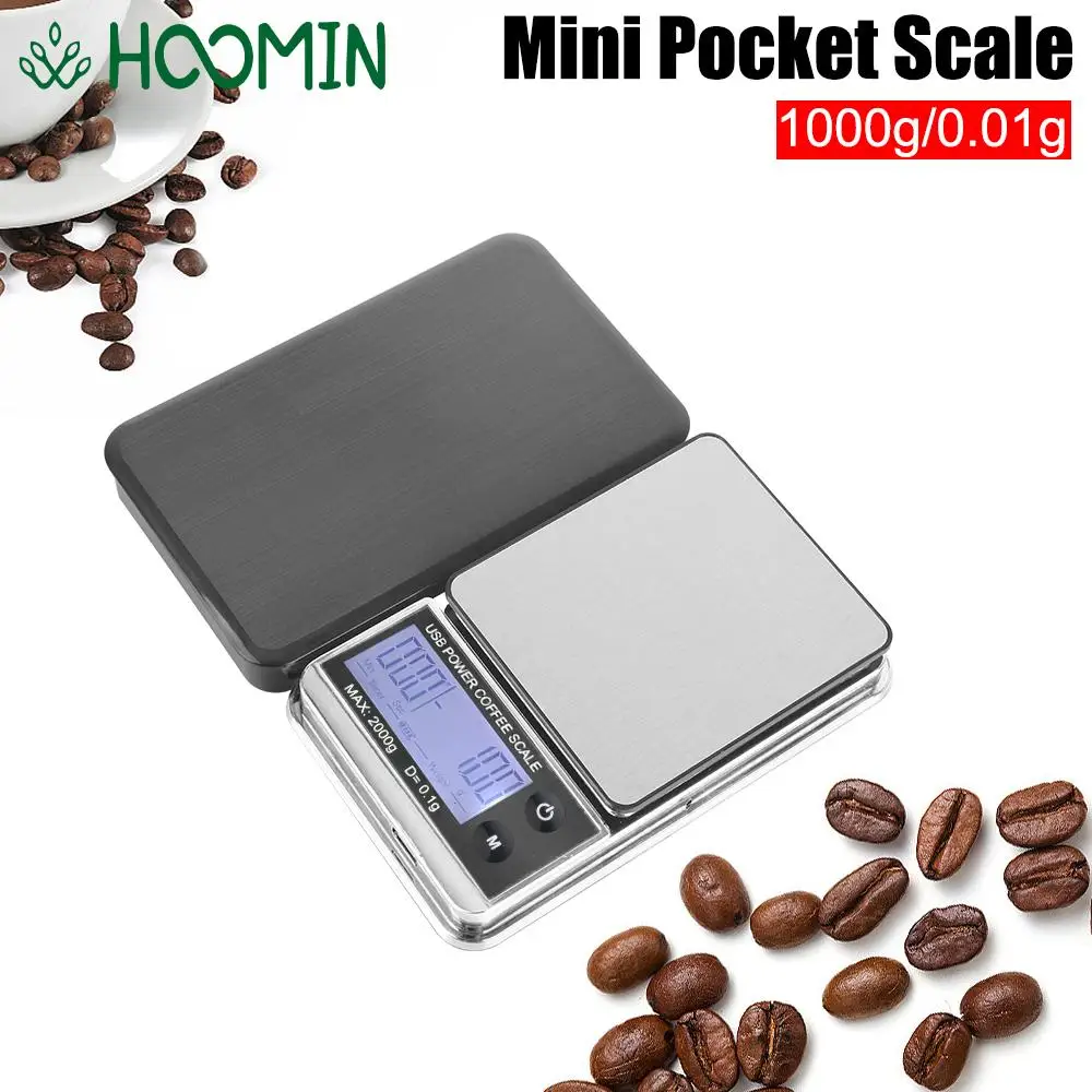 Cyclic Rechargeable 1000g/0.01g High Precision Digital Kitchen Coffee Scale Auto Timer Electronic Scale Mini Pocket Scale