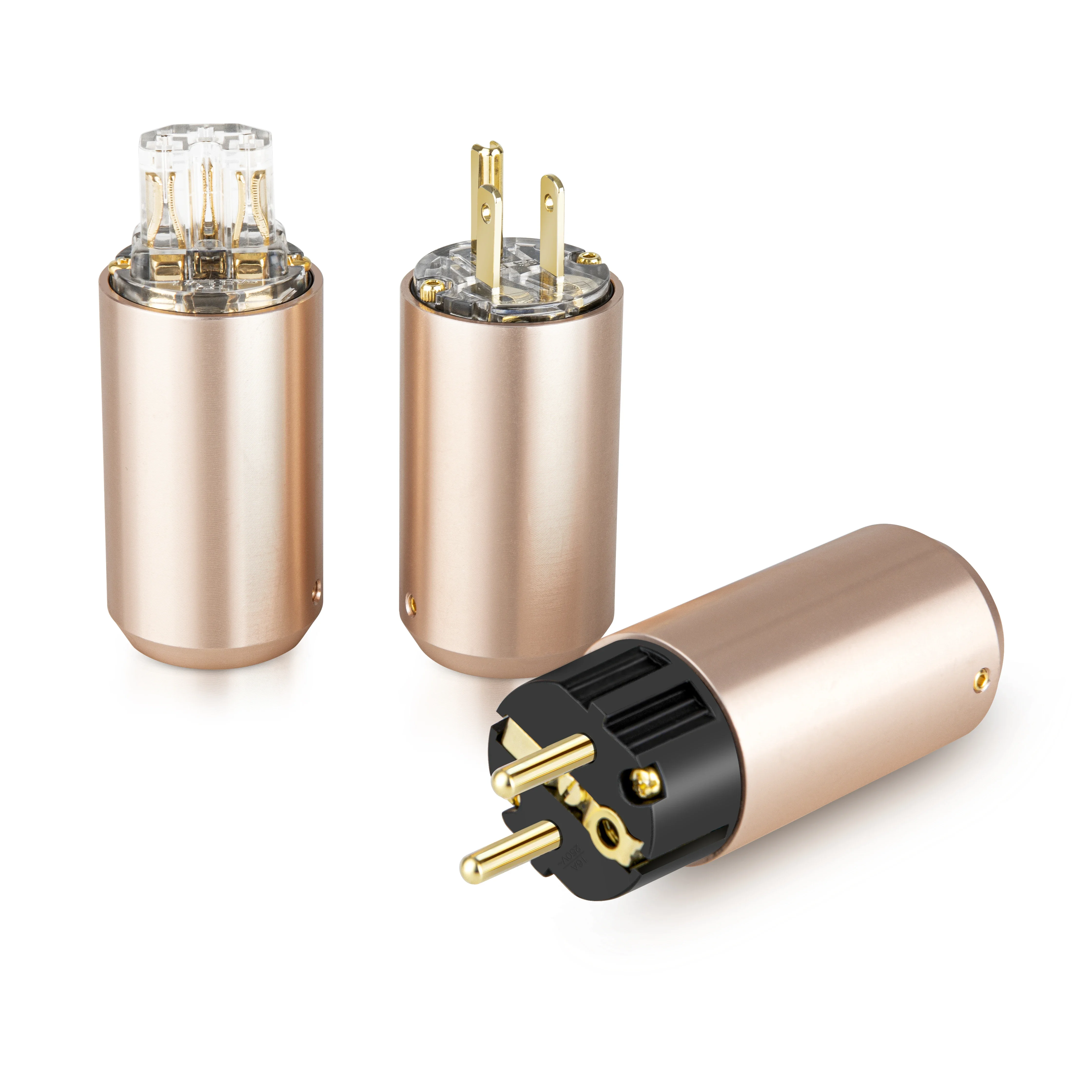

RASANTEK HIFI Rose gold Plated Red Copper DIY 15A 125V AC 3 Pins Male Female US Power Connector Plug