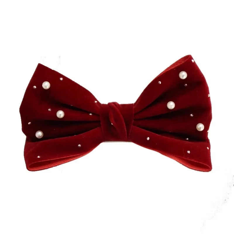 Dziewczęta Perłowa spinka do włosów z dużą kokardą Damskie nakrycie głowy Siatkowa aksamitna spinka do włosów Party Girl Dance Akcesoria do włosów Niebieski Czerwony Różowy Spinka do włosów HP01