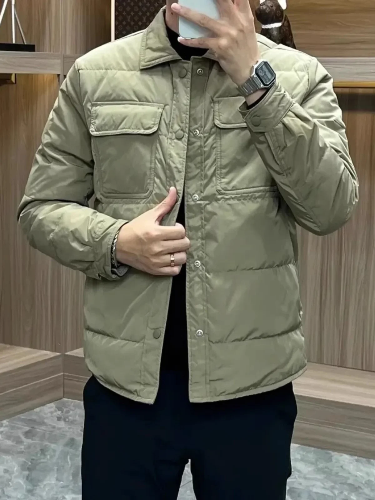 Men's Slim Fit Cotton Jaet Warmth Faionable Zipper Closure Casual Outerwear Lightweight Comfortable Collared Coat