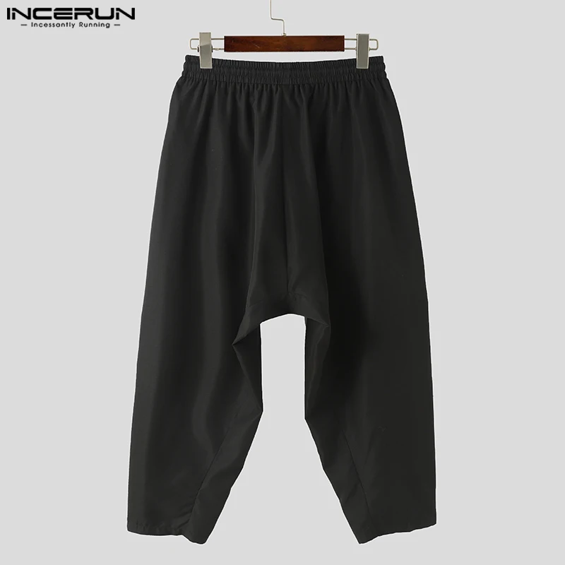 INCERUN-Pantalones largos de pierna ancha para hombre, pantalón de estilo coreano, a la moda, informal, con retales y contraste de Color, S-5XL, 2024