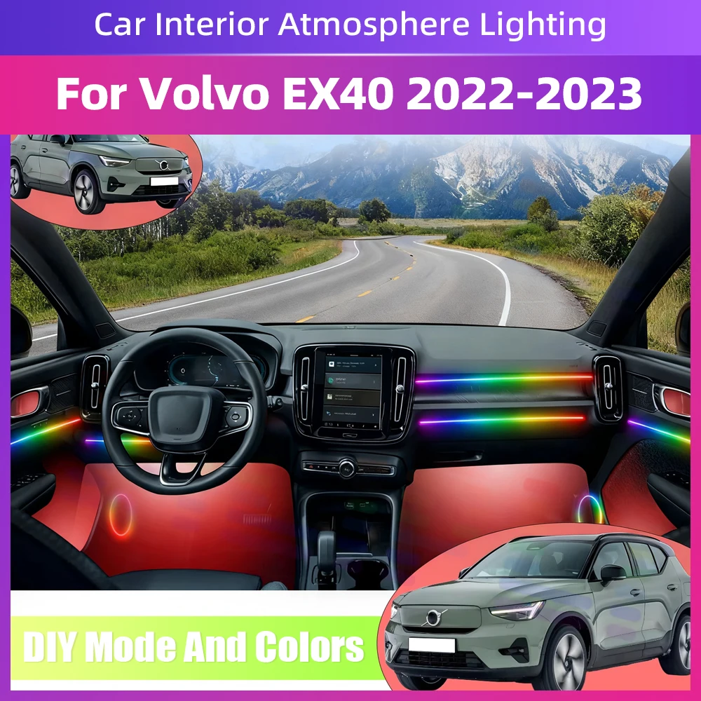 

Car Interior LED Environmental Light with 64Color and RGB Symphony and Multiple Modes Dynamic Lights For Volvo EX40 2022-2023