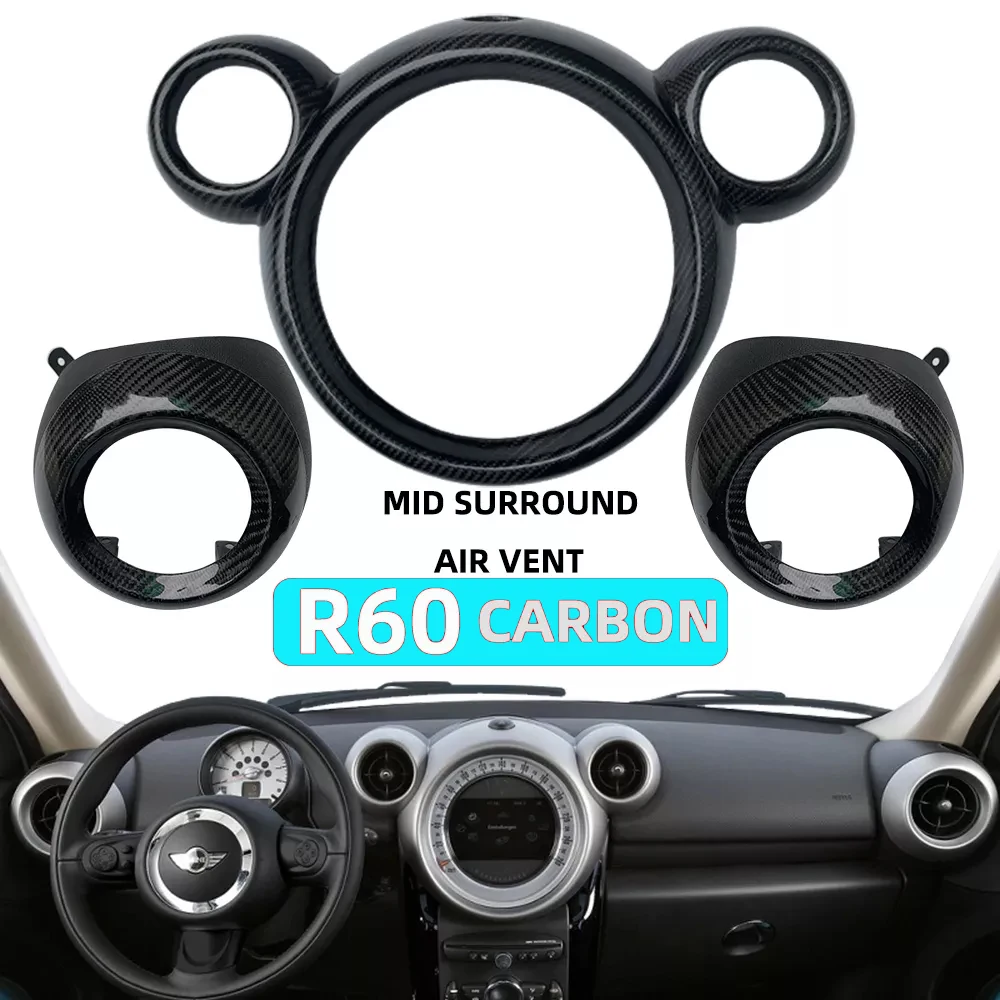 Brand New Carbon Fiber Material Replacement Style Mid Speed Meter Surround+Air Vent Cover For Mini Countryman R60