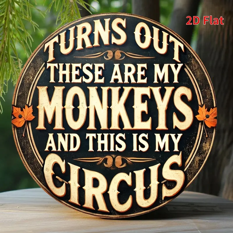 2D flach, 2D-Flachdruck, My Monkey Circus, Holzschild-Design, geeignet für Zuhause, Büro, perfekte Raumdekoration