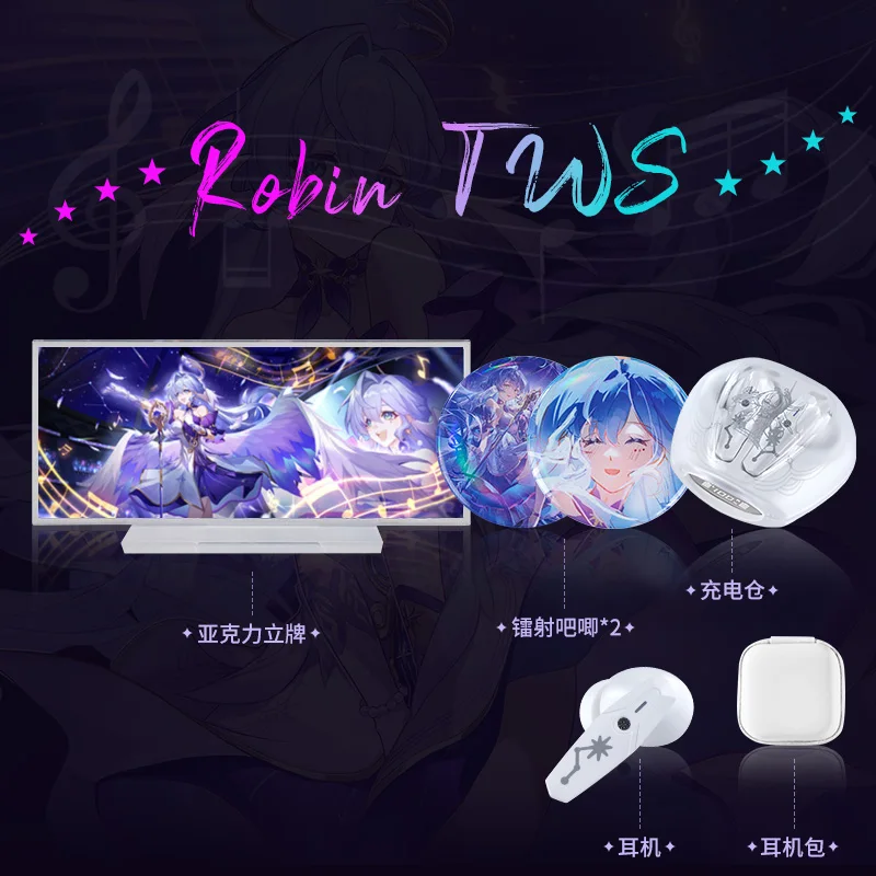 Game Anime Honkai: Star Rail Robin Wireless Headphones In-ear Earphone Prompt Sound Bluetooth Headset Earbuds Birthday Gifts