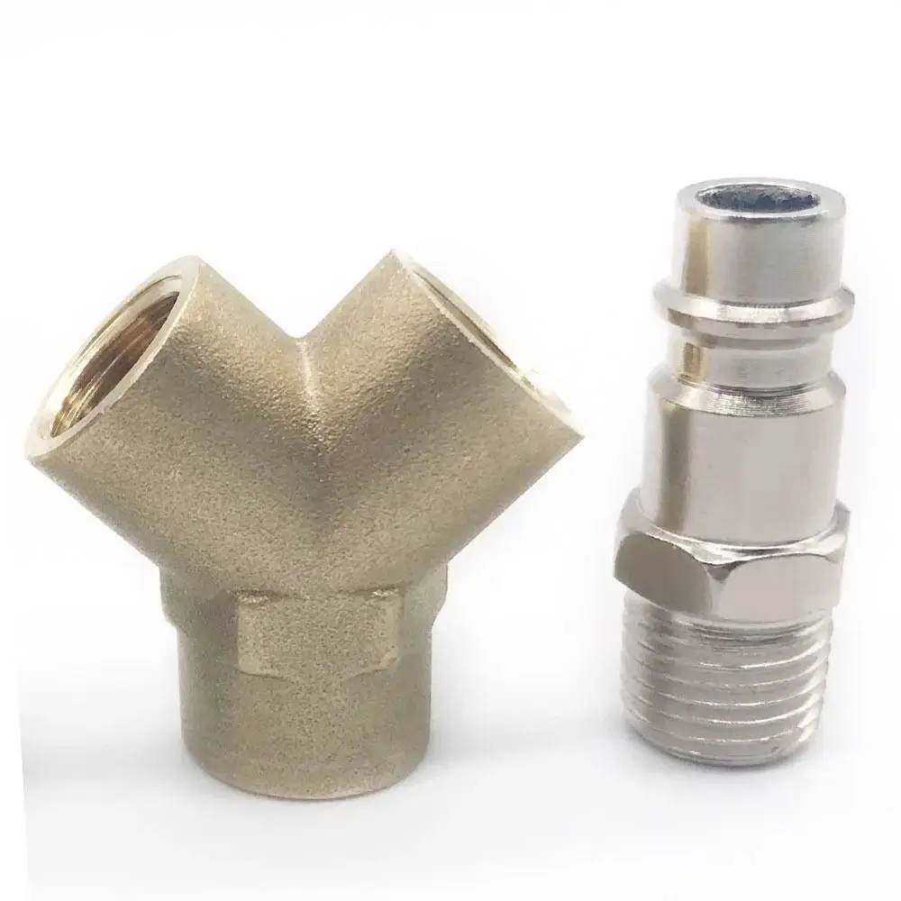 

1Pcs Durable Iron-plated Nickel Tee Quick Connector 3 Ways Y Type G1/4 Pneumatic Quick Joint German Style Trachea Connector