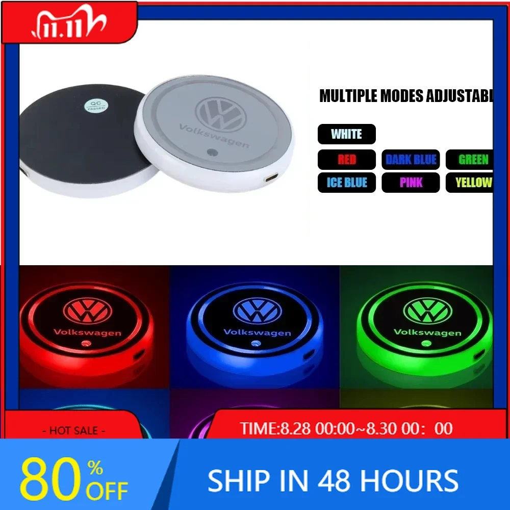 

VW GTI GOLF 2026 Hot For VW VOLKSWAGEN 7 Colors Ambient Light Car Water Coaster for Volkswagen VW MK4 MK5 MK6 MK7.5 TSI TDI Mago