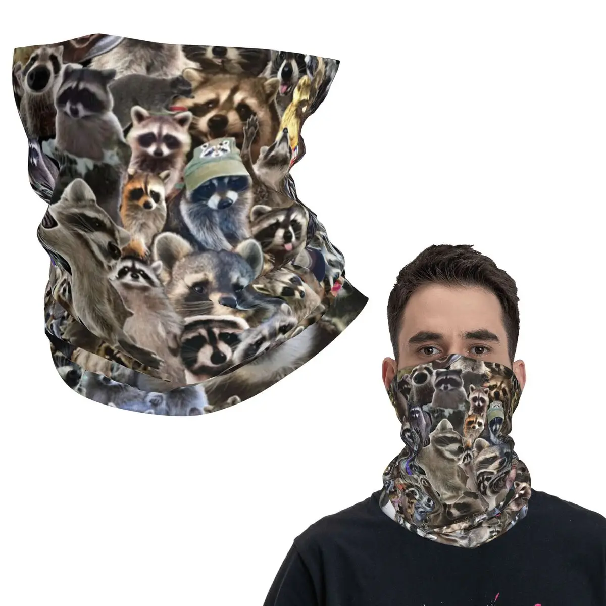 

Бандана на шею с забавными животными, енотом, мусорным енотом, пандой, банданом, шарфом с принтом, теплая повязка на голову, ветрозащитная повязка на голову унисекс для взрослых