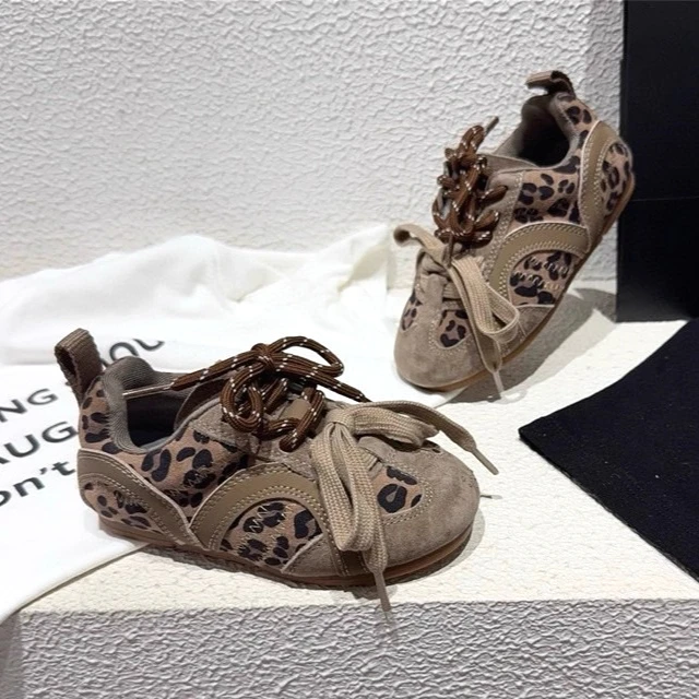 

Autumn Kids Leopard-Print Trainer Shoes 2025 Fashion Design Anti-Slip Soft-Sole Casual Sneakers for Girls Luxury Childrens Shoes