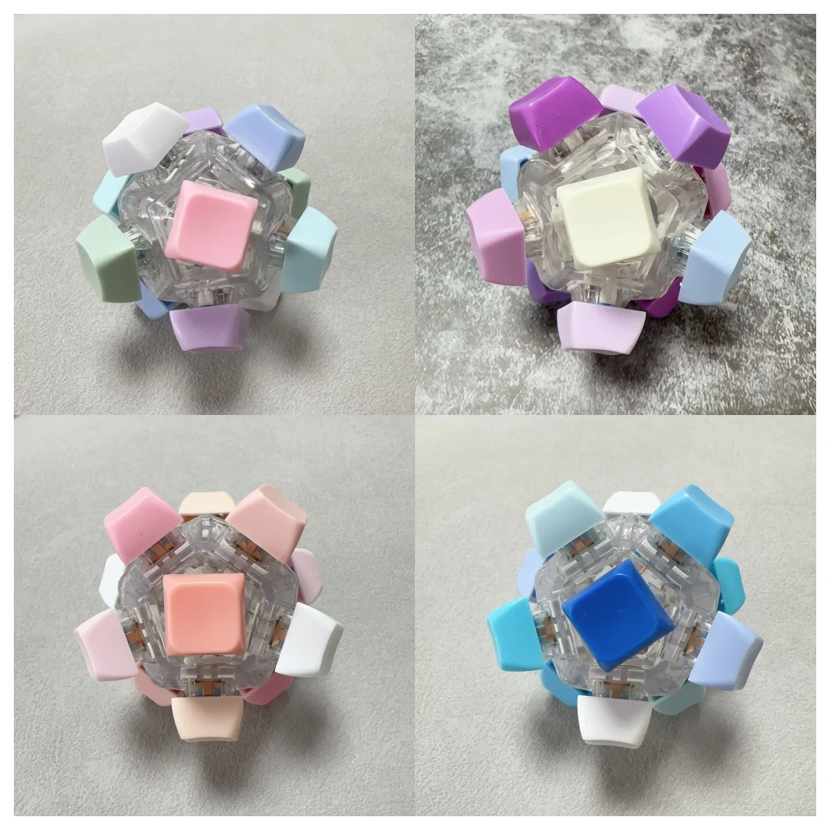 Relaxing 12 Keys Magic Ball Fidget Keychain DIY Keyboard Keycap Repair Finger Pressing Toy Adult Kids Pass The Time