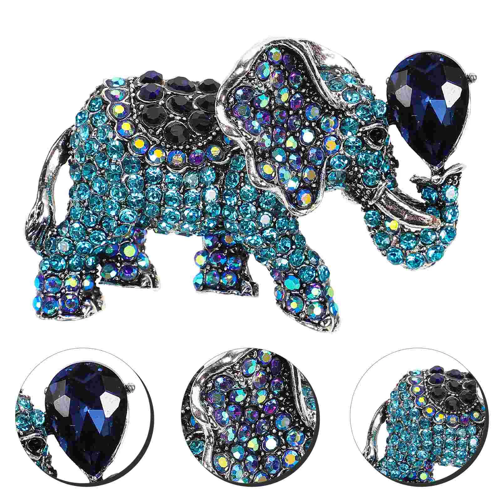   Olifant Broche Pak Borstspeld Corsage Creatieve Legering Revers Strass Ingelegd Miss
