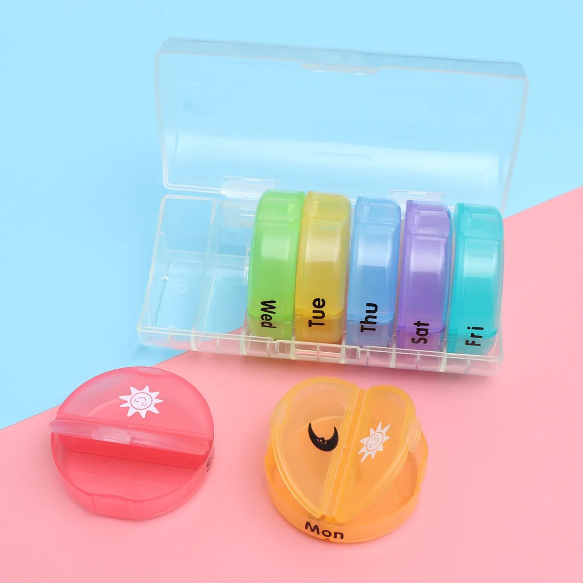 14 Compartments Travel Pillbox Moisture-Proof Medicine Organizer 7 Day Am Weekly Storage Container Reminder