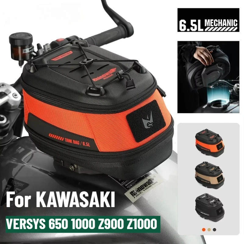 For KAWASAKI VERSYS 650 Versys 1000 Z900 Z1000 Motorcycle Tank Bag Quick-Release Magnetic 6.5L Dry Waterproof Anti-Theft Bag