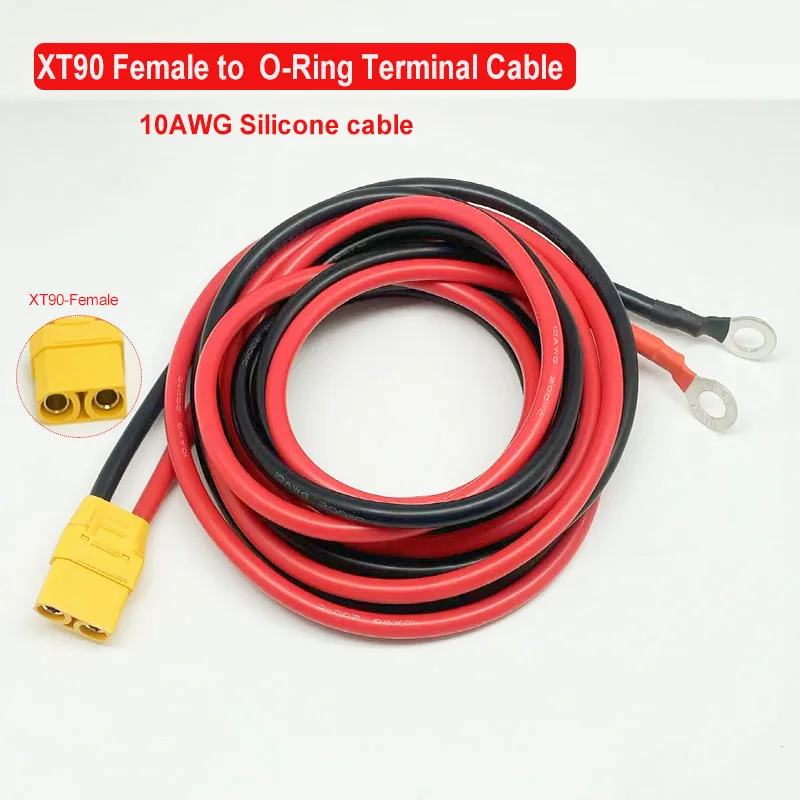 3.28 ft~32.8 ft XT90 to O-ring Connector Cable (10 AWG Silicone Wire) Suitable for Remote-Controlled Lithium-Polymer Batteries