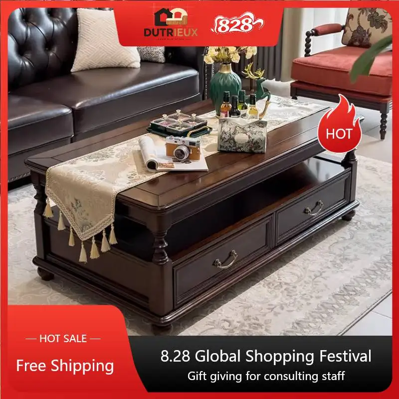 European Walnut Brown Coffee Tables Luxury Arabic Vintage Nordic Coffee Tables Living Room Salon Mesa De Centro Sala Furniture