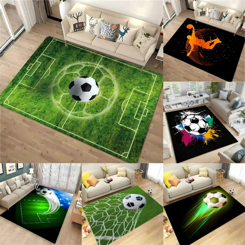 Ball Sports Carpet for Living Room Cartoon Soccer Rugs for Kids Bedroom Decor Football Large Area Carpets Home Hallway Rug