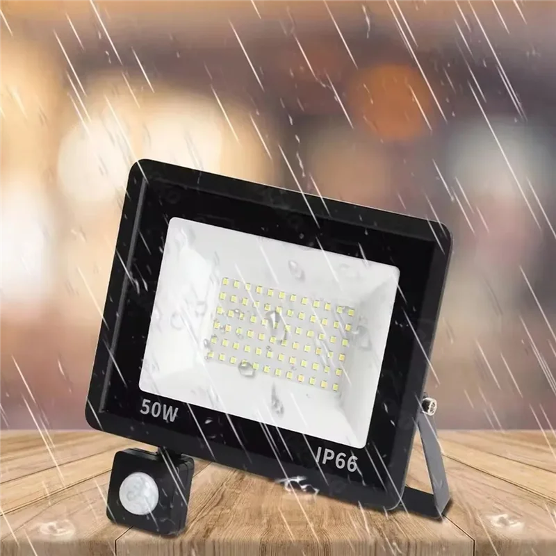 Abko-detector de movimento led holofote 50w ao ar livre com farol externo foco iluminação eua plug detector lâmpada