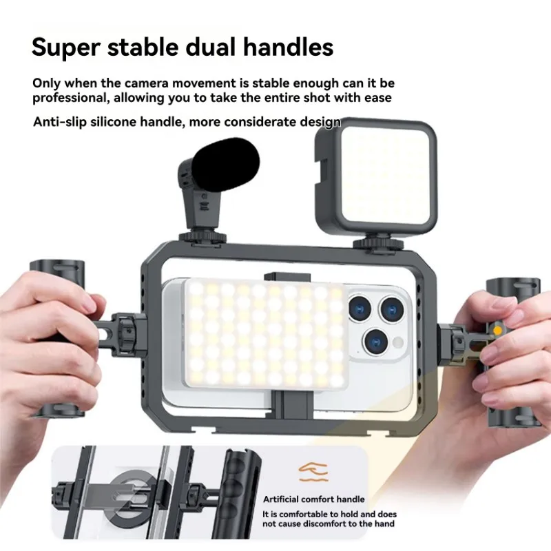 ABJA Aluminum Alloy Magnetic Rabbit Cage for Smartphones Dual Handle Stabilizer Bracket