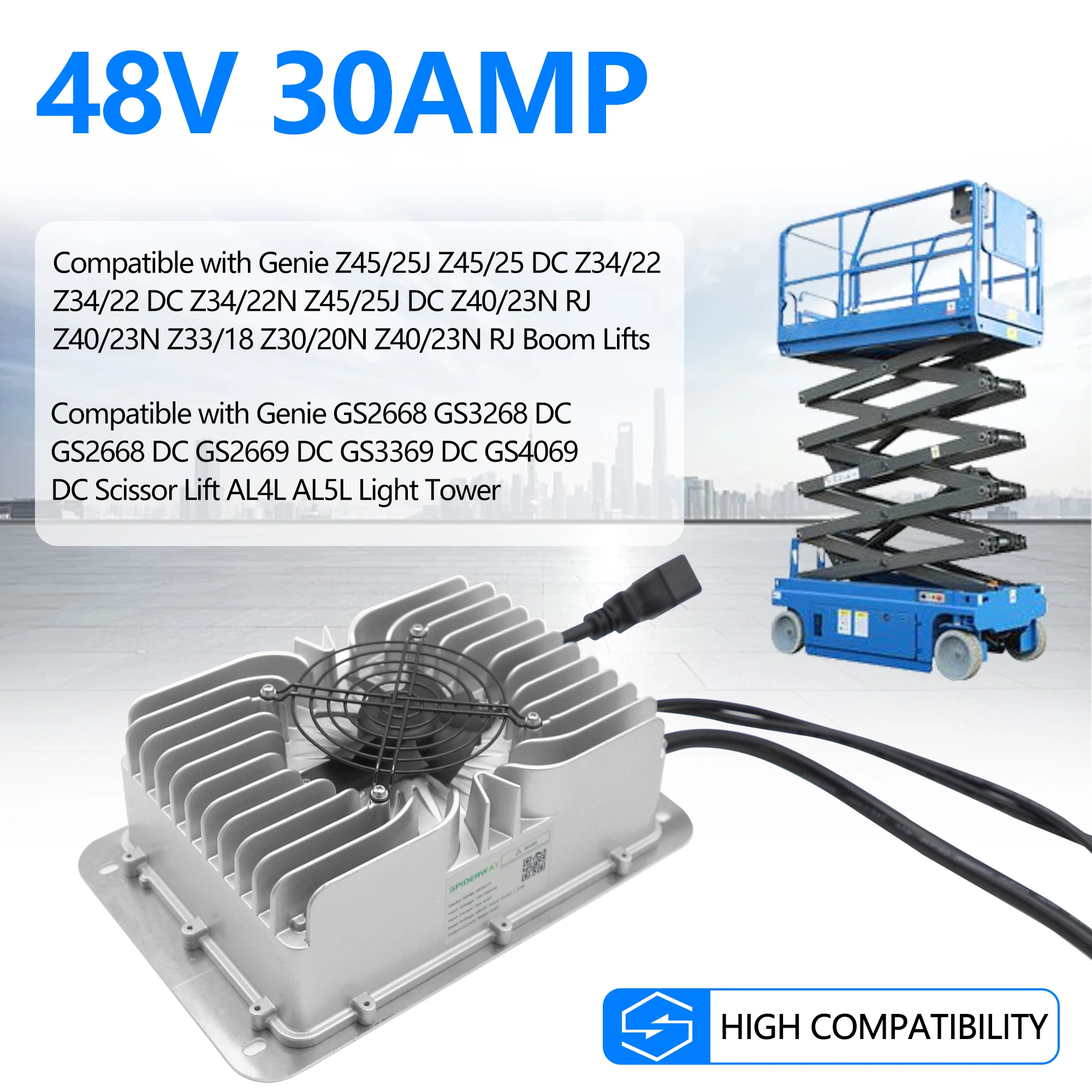 48 فولت 30A شاحن بطارية 128375GT 128375 1204825 ل الجني مقص رفع بوم رفع عمودي الصاري رفع Z-34/22N GS-4069
