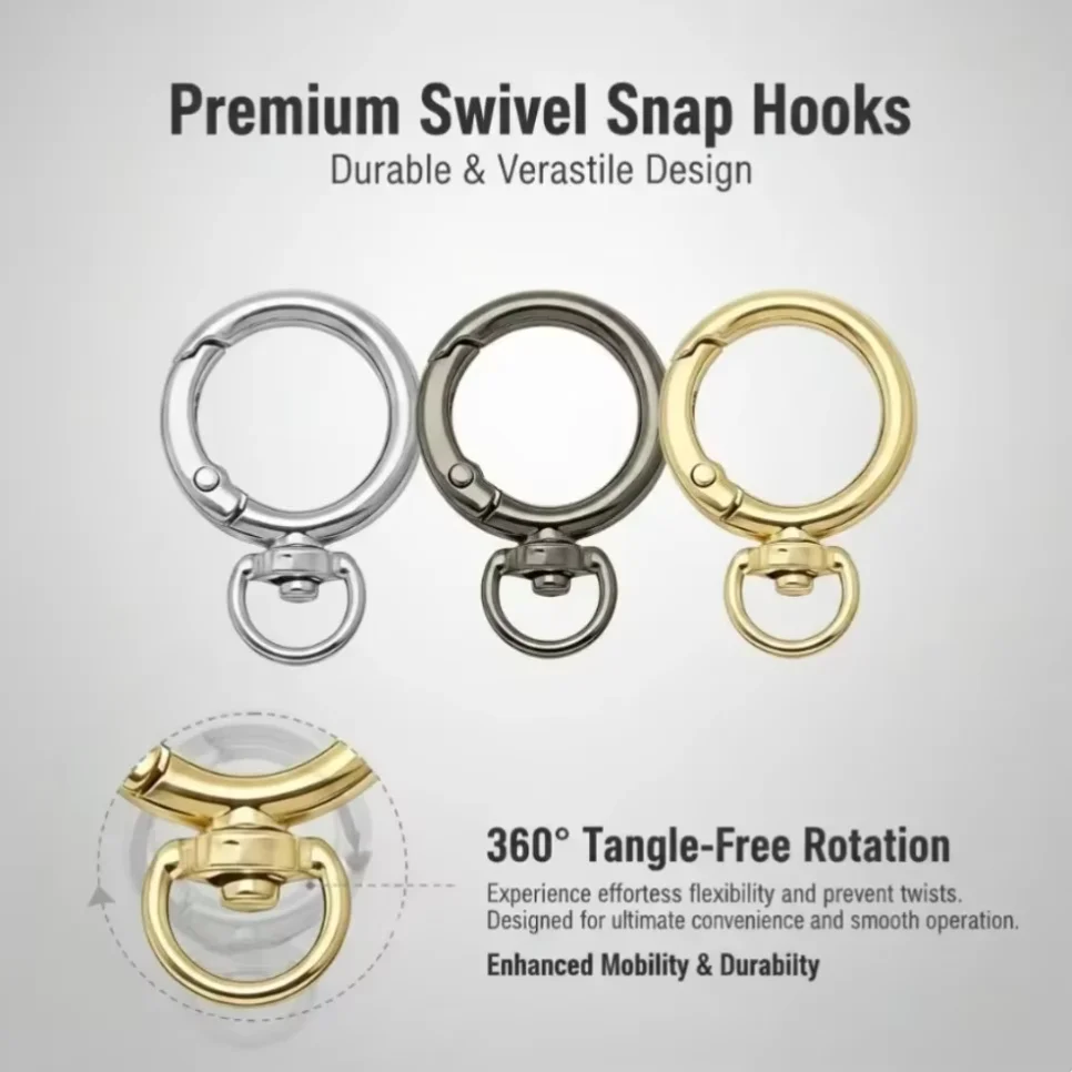 5-20pcs Round Openable Swivel Metal Spring Snap Hook Key Ring Buckles Clasps for DIY Bag Keychain Jewelry Making Accessories