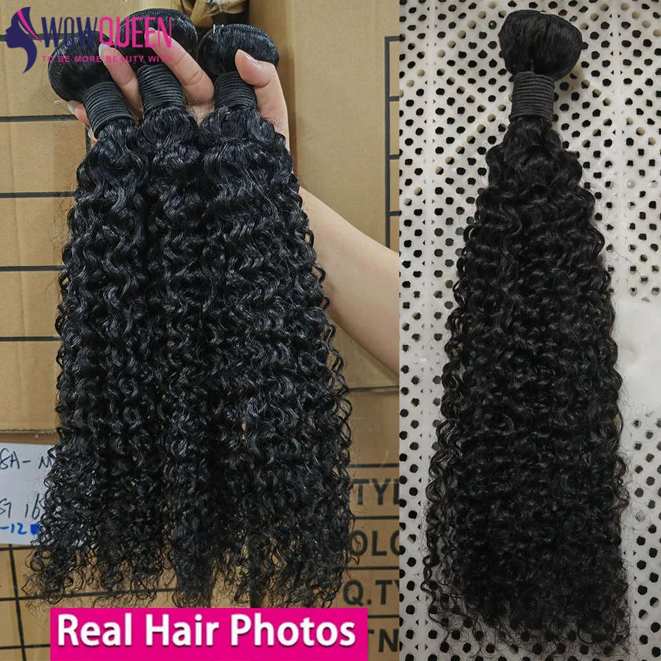 12A Curly Bundles Human Hair 30 32 34 Inch Brazilian Human Hair Bundles 1/3/4PCS Remy Kinky Curly Hair Extensions Natural Color