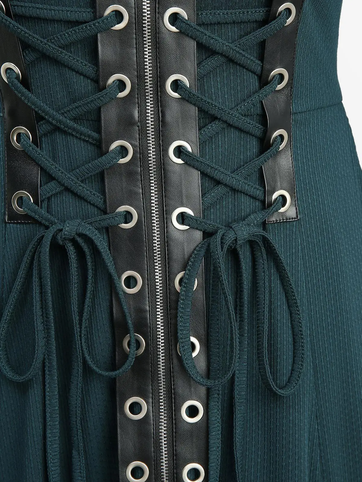 ROSEGAL Plus Size Occhielli con lacci Abito con spacco in pizzo con cappuccio Donna Autunno Inverno Abiti casual a maniche lunghe verde intenso