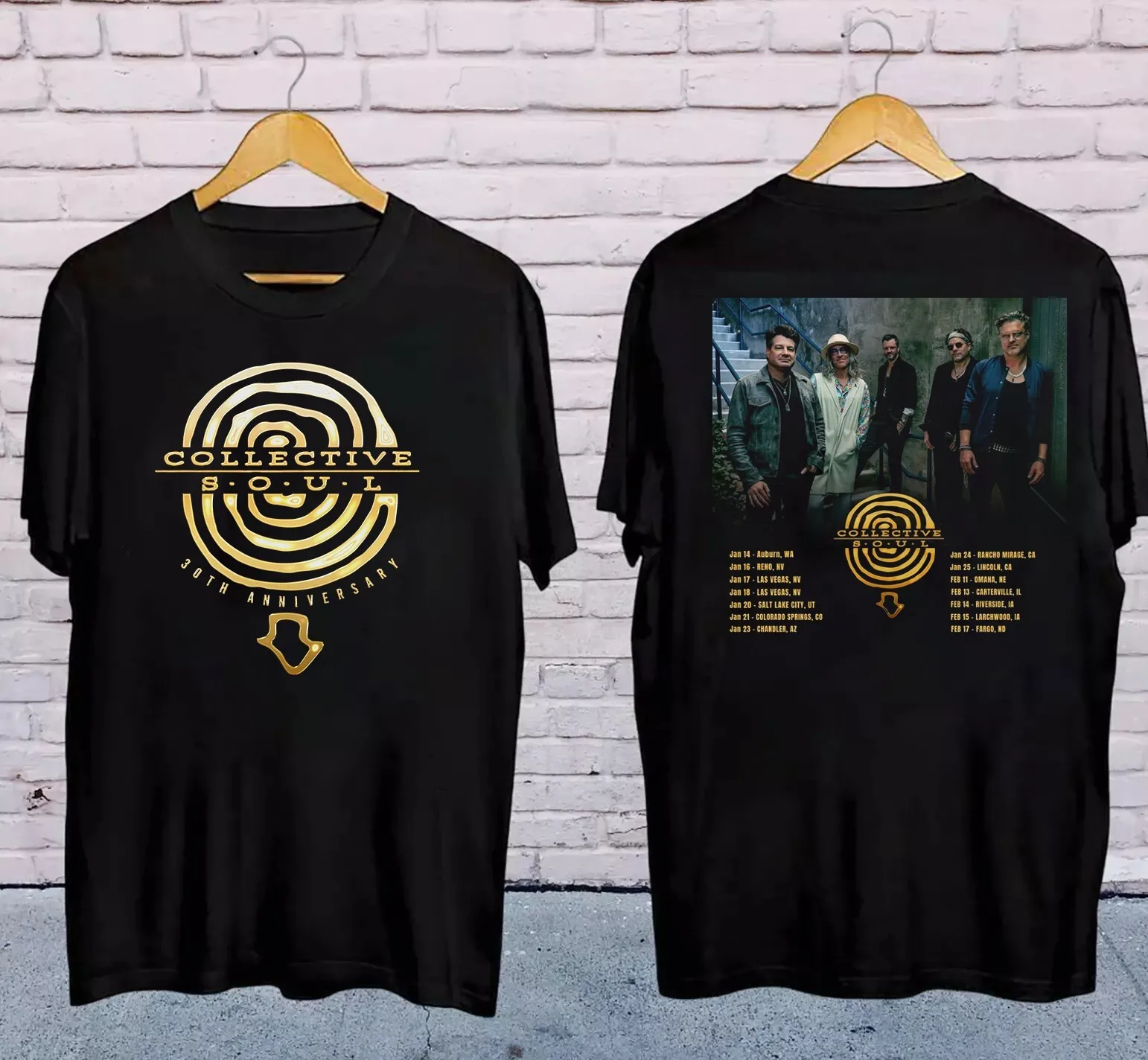 

COLLECTIVE SOUL 30th Unniversary Tour 2025 Twoside Black Full Size Cotton PP2028