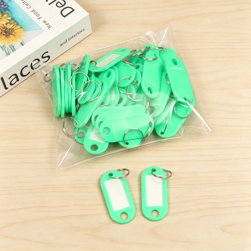 50 Stück Plastik-Schlüsselanhänger mit Etikettenfenster, DIY-Schlüsselanhänger-Set, Gepäckanhänger zur Nummernkennzeichnung für Hotel- und Kofferschlüssel, Farben – Detail 16
