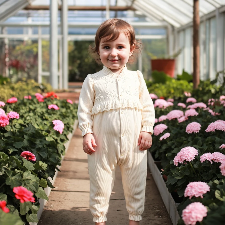 

Long Sleeve Winter Cute Lace Thickened Baby Girls Rompers Warm Toddlers Clothing