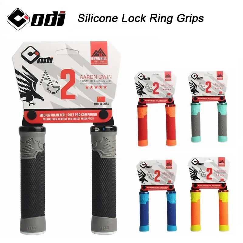 ODI MTB Bike Silicone Grips Comfortable Lockable Handle Grip CNC aluminum lock ring Anti-Slip two-tone Handlebar Grip Bike Parts