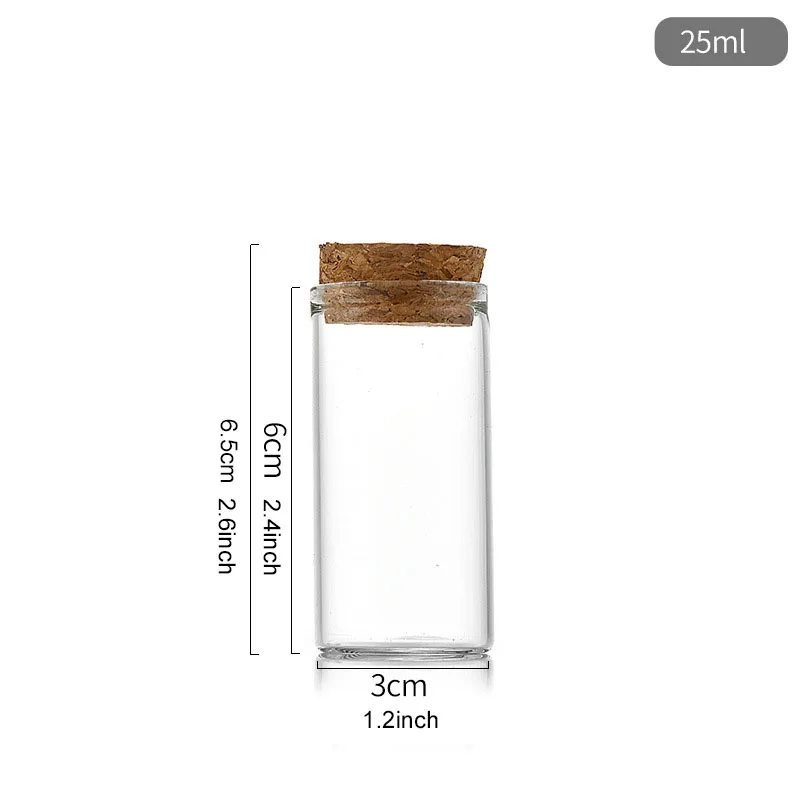 1pc 25ml bricolage souhaitant Mini bouteilles en verre verre en liège bouteille en verre vide transparente avec pots en verre en bois diamètre 30mm