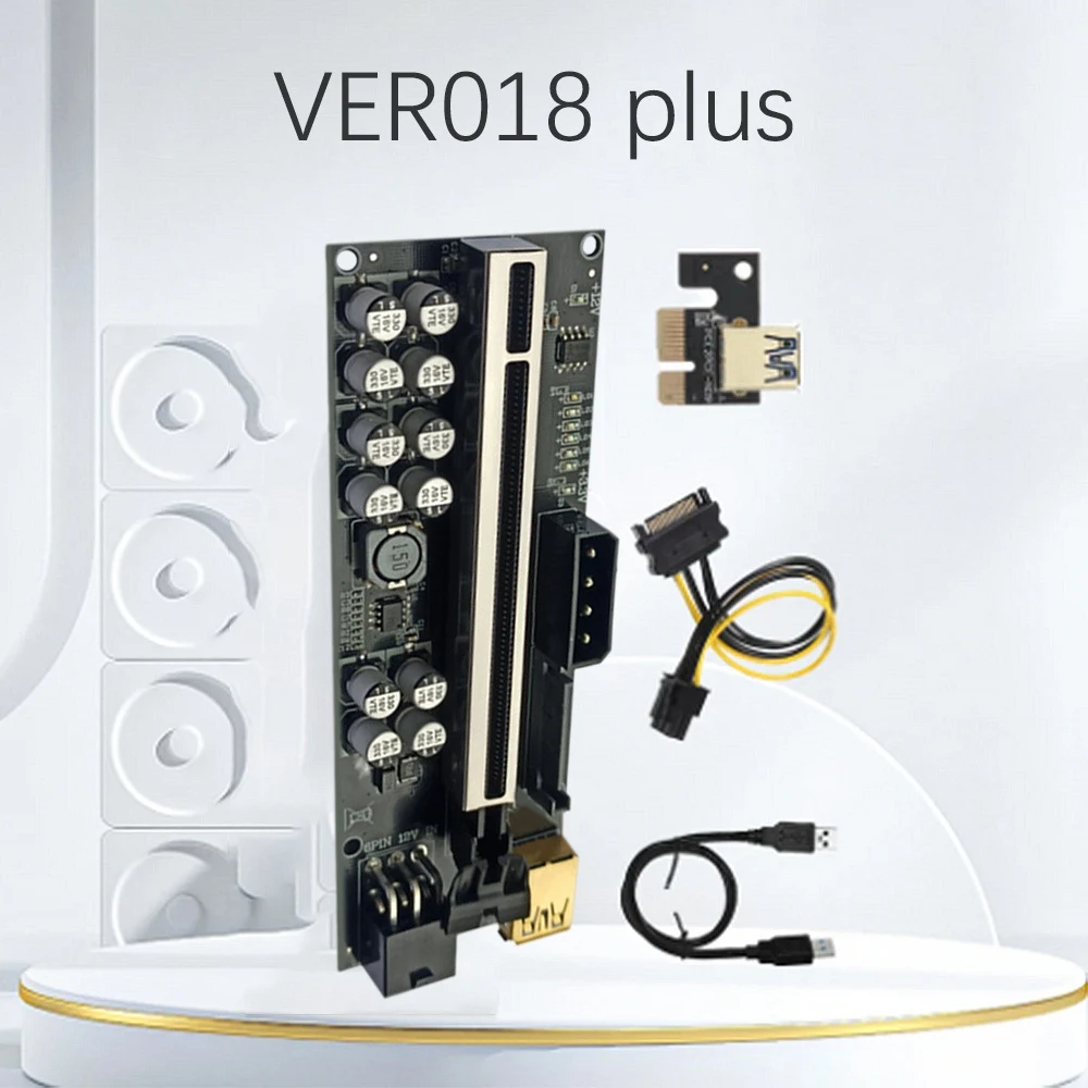 SuperDeals 2Pcs VER018 Plus PCI-E Riser 1X a 16X Riser Card GPU Riser Extender Card PCIE USB3.0 Cabo para Mineração de Bitcoin ETH