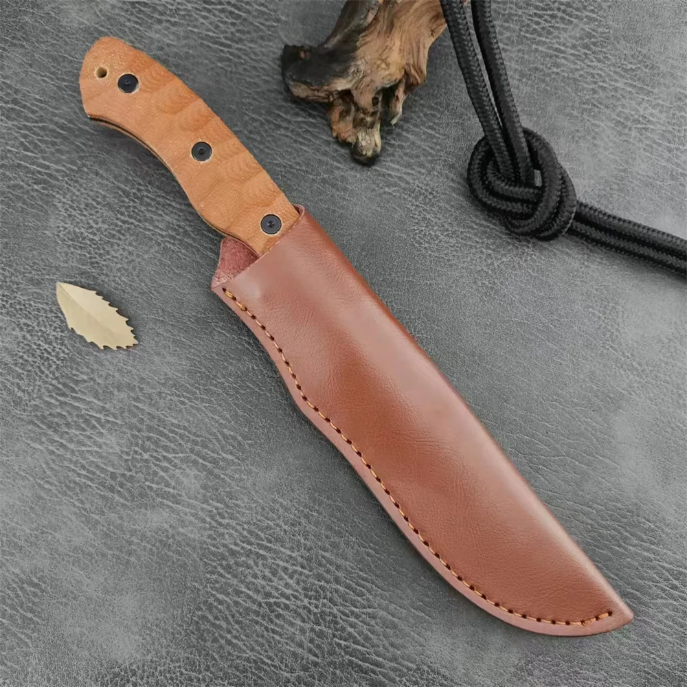 ESEE-JG5-LM Fixed Blade Knife Carbon Black Nessmuk Blade G10 Handles Leather Sheath Protable Outdoor Bushcraft Hunting Knife