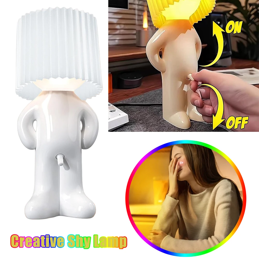 

Cute Cartoon Shy Boy Little Naughty LED Night Light USB Charging Shy Lamp Decorative Lamp For Home Desk Decor Funny Kids Gift