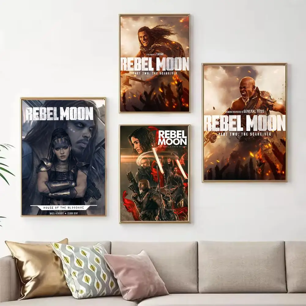 Futuristic Movie Rebel Moon Poster Chic Art Poster Self-Adhesive No Glue Residue for Bedroom Hallway