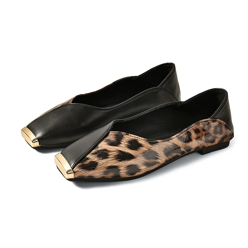 Leopardo Donne Sexy Sandali Scarpe Estate Punta Quadrata Appartamenti Designer 2024 Tacchi Bassi Superficiali Mocassini Zapatos Femme Ufficio Barca