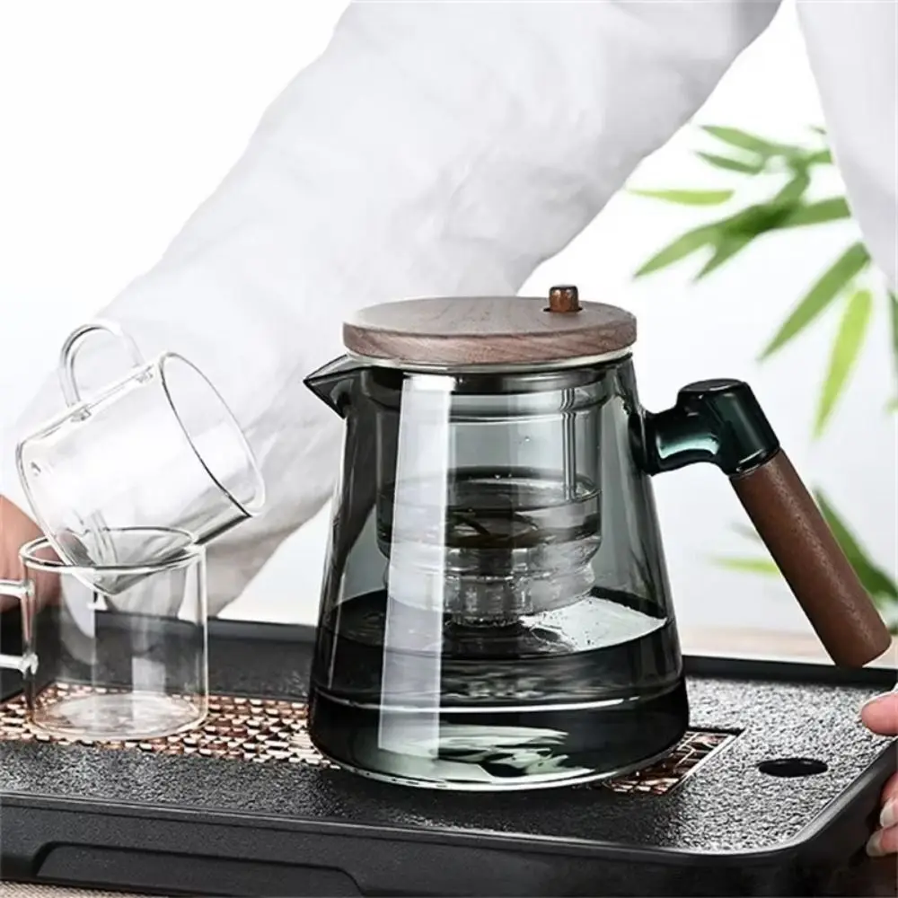 Creative Magic Glass Teapot Heat Resistant Large Capacity Lazy Kungfu Drip Teapot with Wooden Handle Tea Water Separation view 5