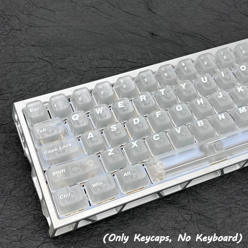 Frosted Transparent White Backlit Keycaps 117Keys OEM Profile White Font Foggy Minimal Keycap for Mechanical Keyboard Accessory