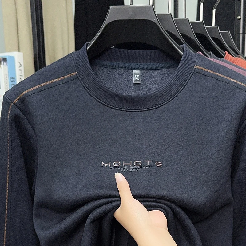 

Luxury Brand Men's O-Neck Pullove Long Sleeve Hoodies Autumn Winter New Arrival Letter Embroid Wrinkle Thicken Commute Menswear