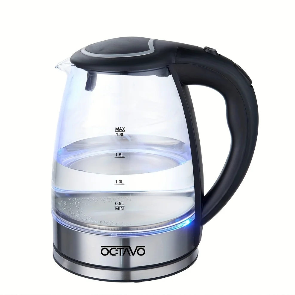 

US Plug 1PC 1.8L Glass Electric Tea Kettle, Water Boiler & Heater, 1200 Watts For Fast Boiling, BPA Free,
