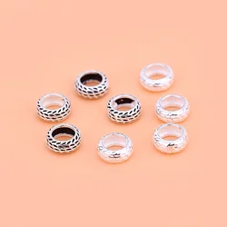 5PCS S925 sterling silver vintage tire gasket Circle bead Handmade creative DIY beaded material bracelet accessory