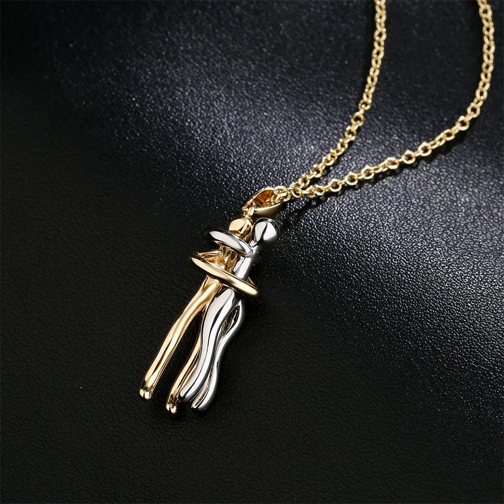 NEWBUY High Quality Gold Color Copper Wedding Jewelry 2022 Fashion Unique Design Women Men Give me a Hug Necklace Wholesale