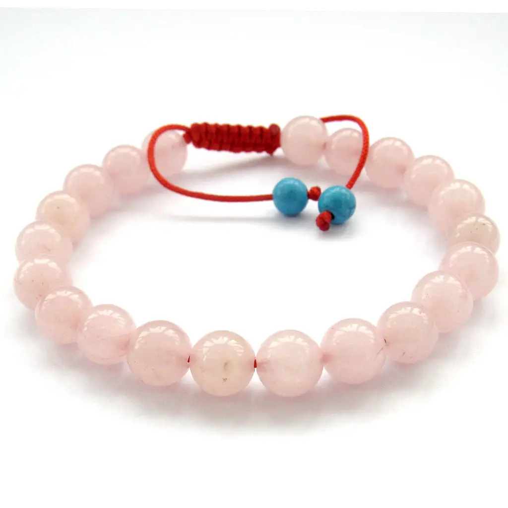 8mm Pink Jade Bracelet 7.5inches Semi-precious Stones Trendy Eco-friendly Stackable Gift Women Chain Link Handmade Prayer