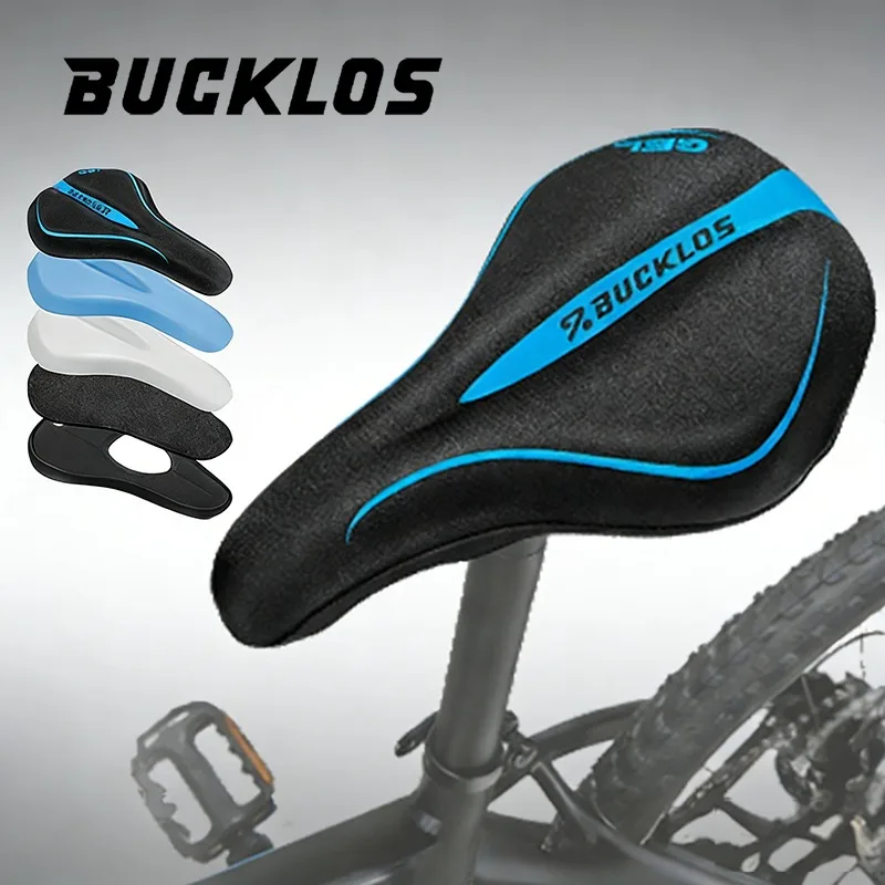 

BUCKLOS Bike Seat Cover Silicone Breathable Gel Padded Cushion Cover Thickened Anti-slip Groove Seat Cover Bike Accessories