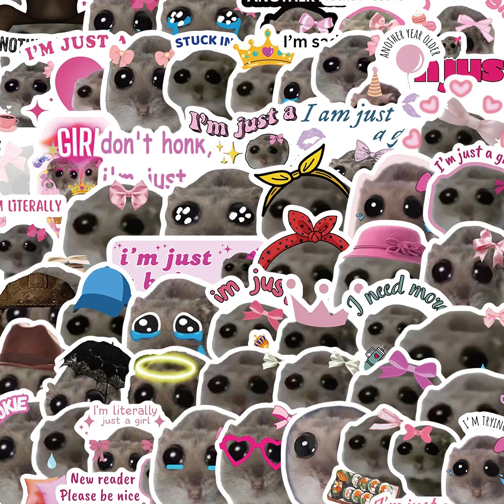 10/30/56pcs Kawaii Sad Hamster Meme Stickers Funny Cute Animals Decals Decoration Laptop Notebook Phone Case Waterproof Sticker