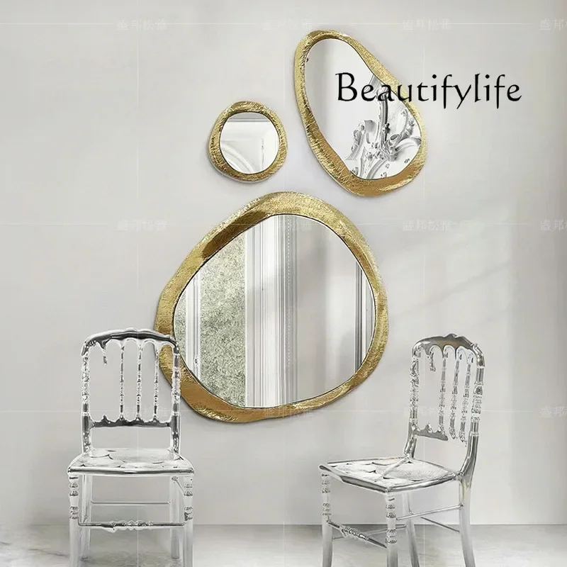 

yj19 Light luxury special-shaped wall-mounted decorative mirror living room wall villa entrance design creative art entrance m